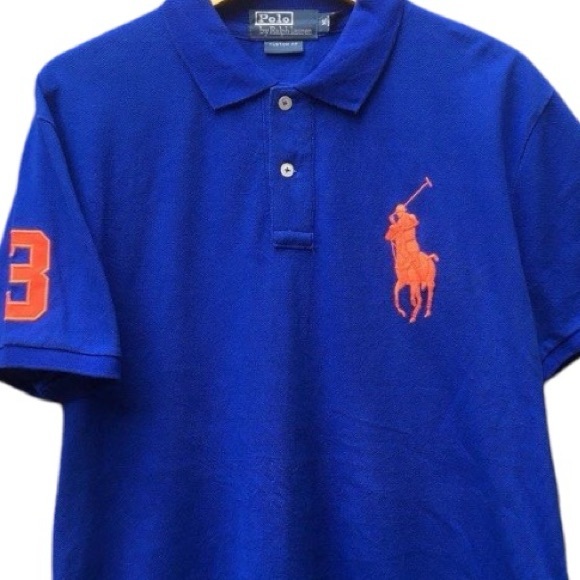 Polo Ralph Lauren Vintage Short Sleeve Shirt Embroidered Big Pony Blue Size XL - Picture 12 of 16